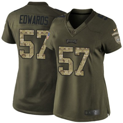 Nike Philadelphia Eagles #57 T. J. Edwards Green Women's Stitched NFL Limited 2015 Salute to Service Jersey